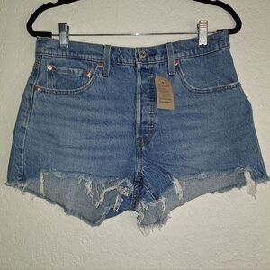 Women Levis 501 Jean Cut Off Shorts Waist 31 Button Fly Denim Mid Rise New W/Tag